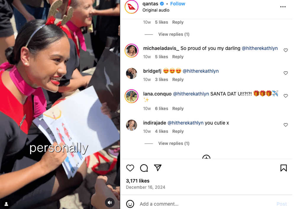 An Instagram post from Qantas Airlines.