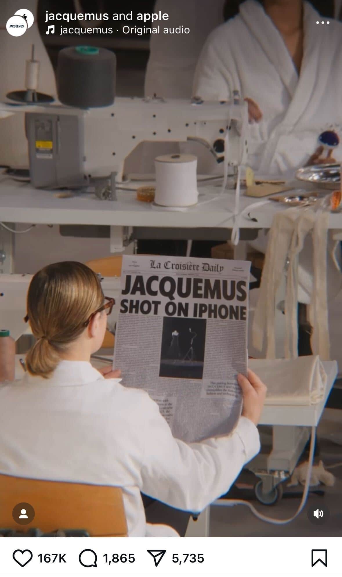 Instagram Reel from Apple and Jacquemus for #ShotOnAnIPhone campaign. 