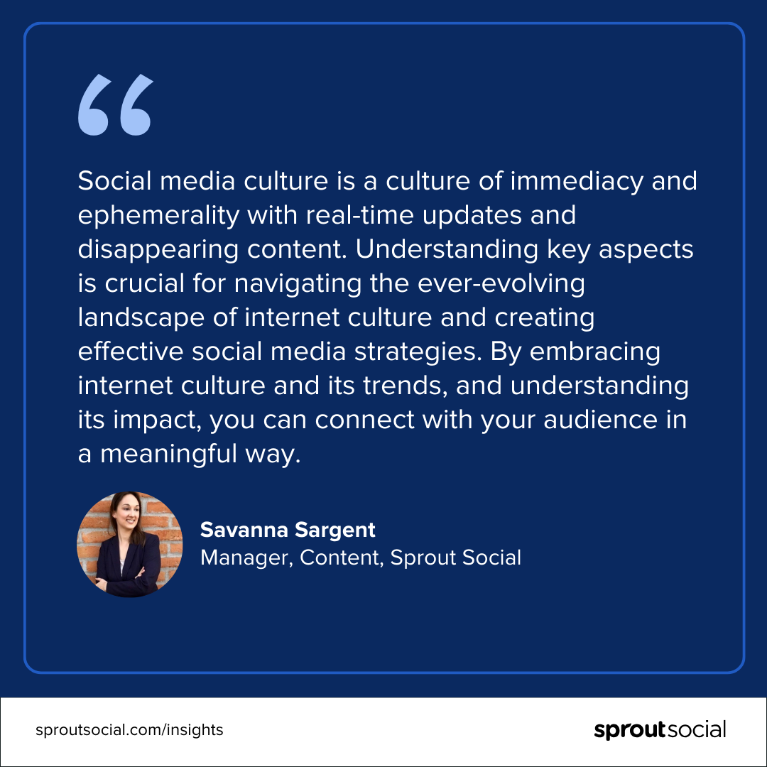 A design featuring a quote from Savanna Sargent, Manager, Content, Sprout Social that reads, 