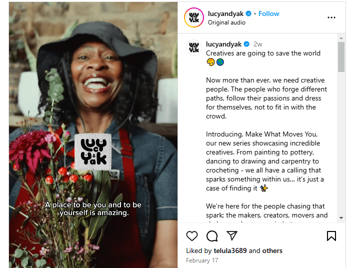Lucy & Yak creating relatable video content on Instagram